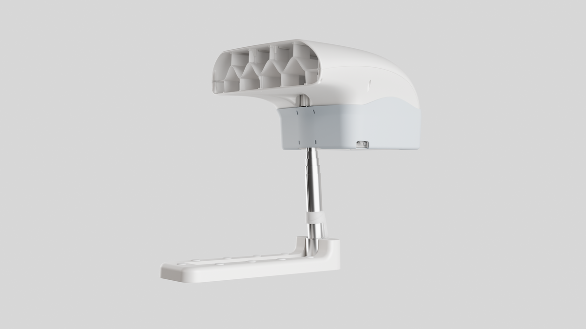 Fantail quiet bed fan cooling a hot sleeper under the sheets